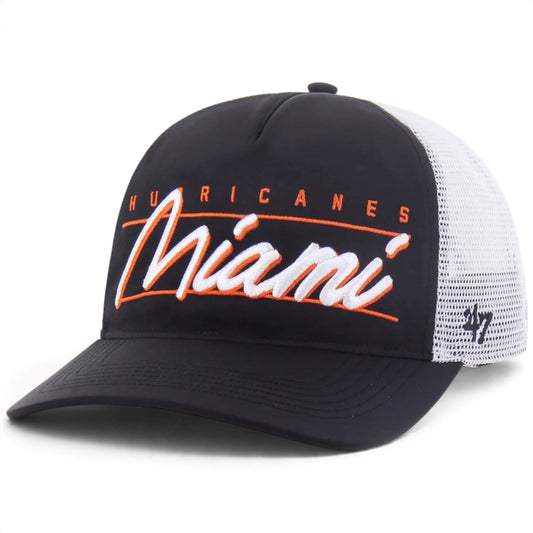 '47 Brand Miami Hurricanes Black Condor Mesh Trucker Adjustable Hat