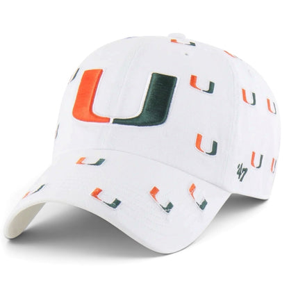 '47 Brand Miami Hurricanes Women's White Adjustable Clean UP U Confetti Hat