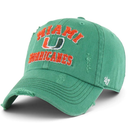 '47 Brand Miami Hurricanes Green Vintage Seymour Adjustable Hat