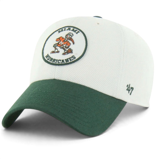 '47 Brand Miami Hurricanes White Pique Patch Adjustable Hat