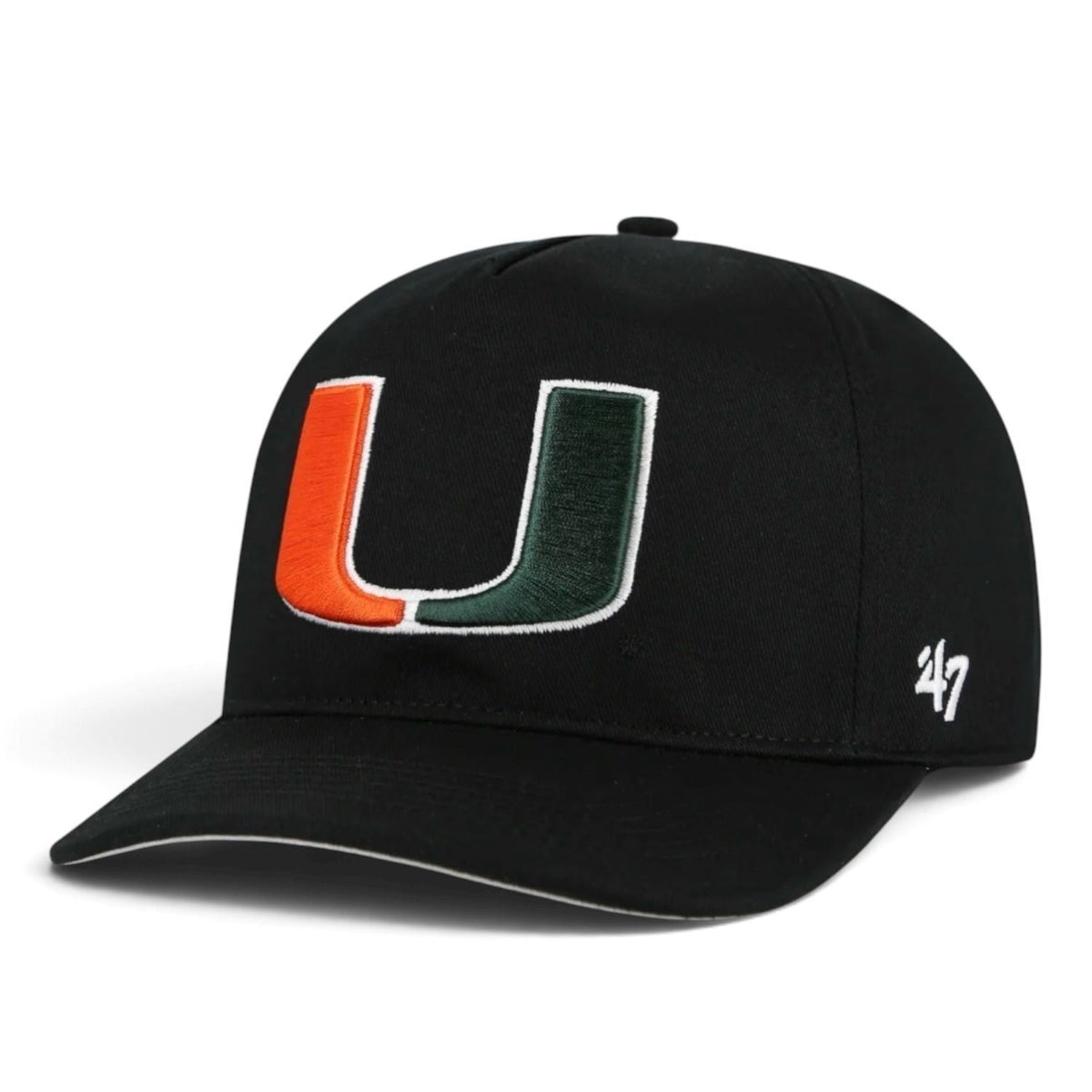 '47 Brand Miami Hurricanes Black Split U Adjustable Hat