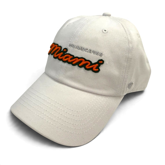 '47 Brand Miami Hurricanes White Trendy Script Ladies Adjustable Hat