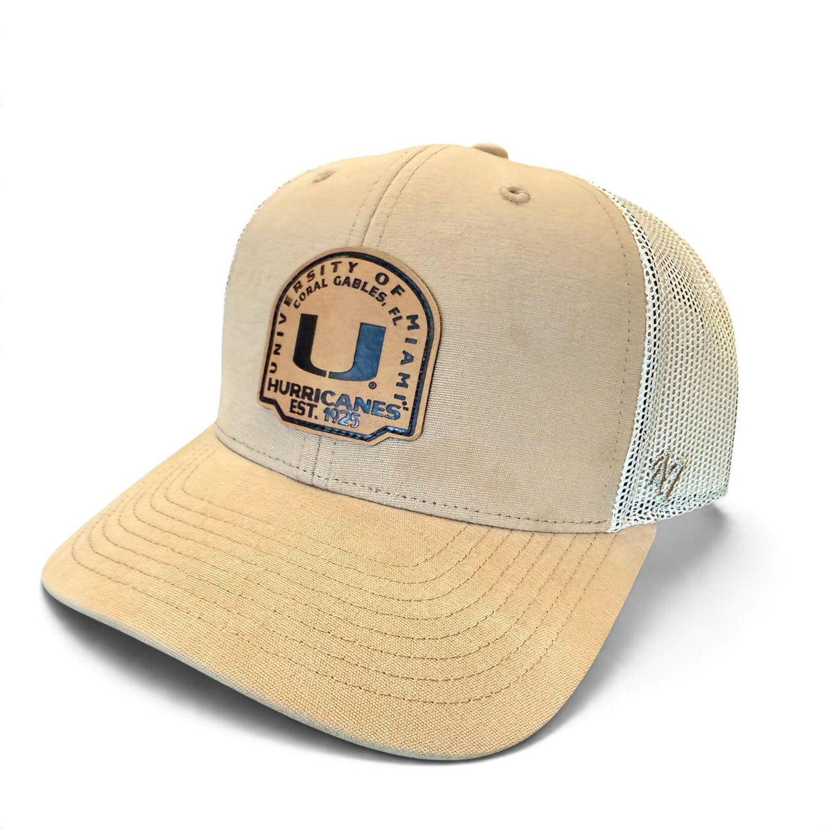 '47 Brand Miami Hurricanes Khaki Bonehide Trucker Adjustable Hat