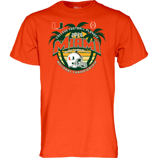 Blue 84 Miami Hurricanes Orange 2026 National Championship Sunset T-Shirt