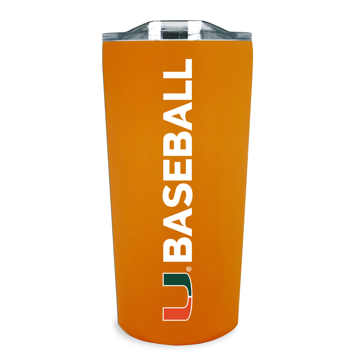 The Fanatic Group Miami Hurricanes UBaseball 18oz Orange Soft Touch Tumbler