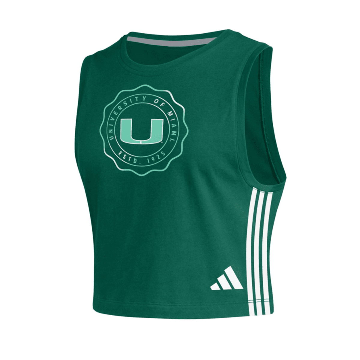 adidas University of Miami Women&#39;s Cropped Green Tank Top