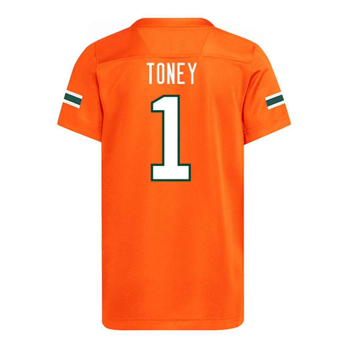 adidas Miami Hurricanes Youth #1 Malachi Toney Student Athlete Orange Football Jersey