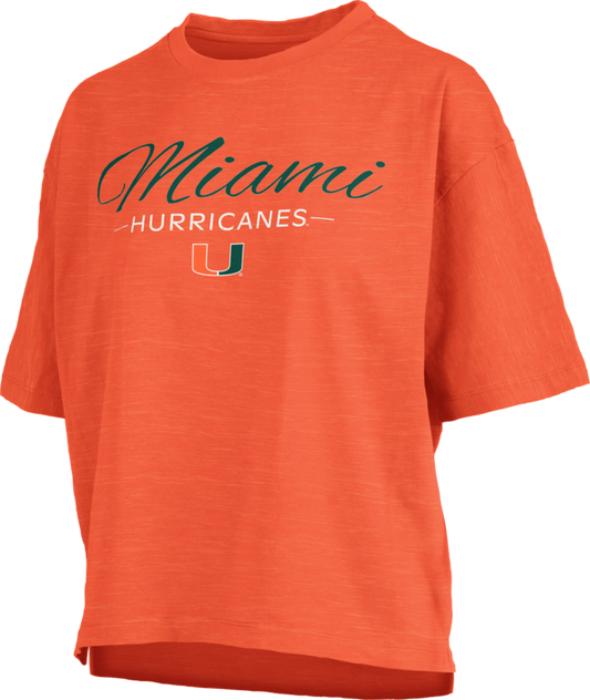 Pressbox Miami Hurricanes Women's Orange Motley Slub T-Shirt