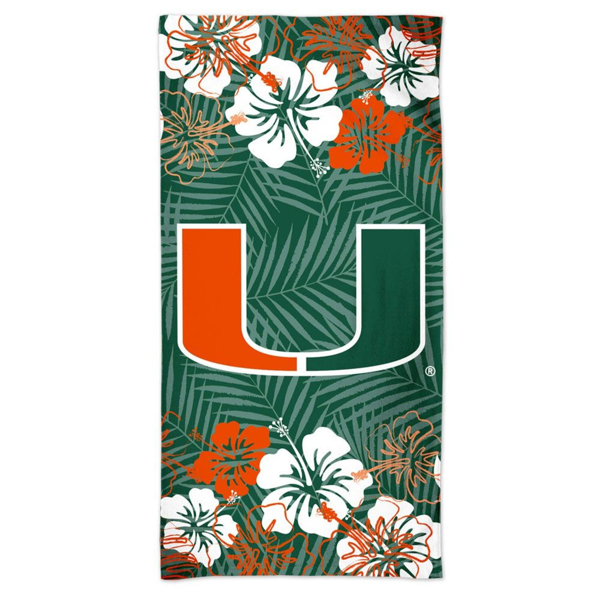 WinCraft University of Miami Floral Spectra Green Beach Towel