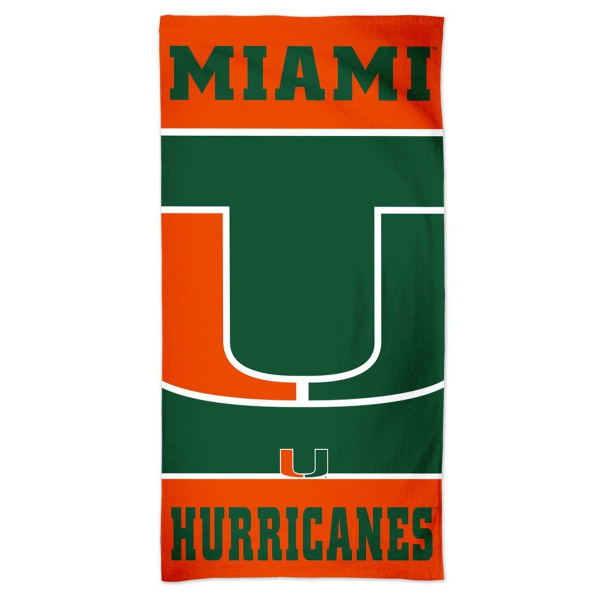 WinCraft Miami Hurricanes U Spectra Green/ Orange Beach Towel