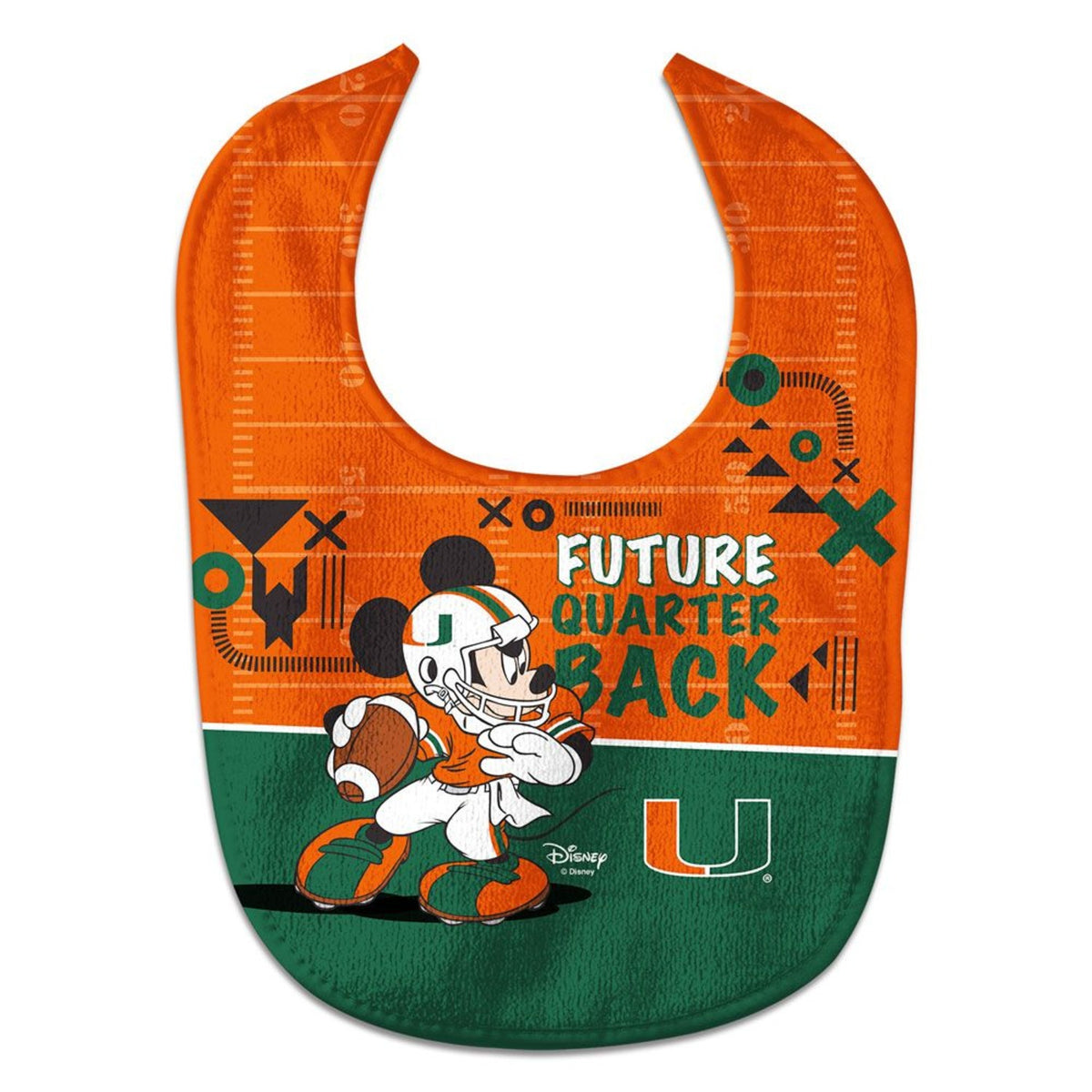 WinCraft Miami Hurricanes Mickey Mouse All Pro Orange Baby Bib