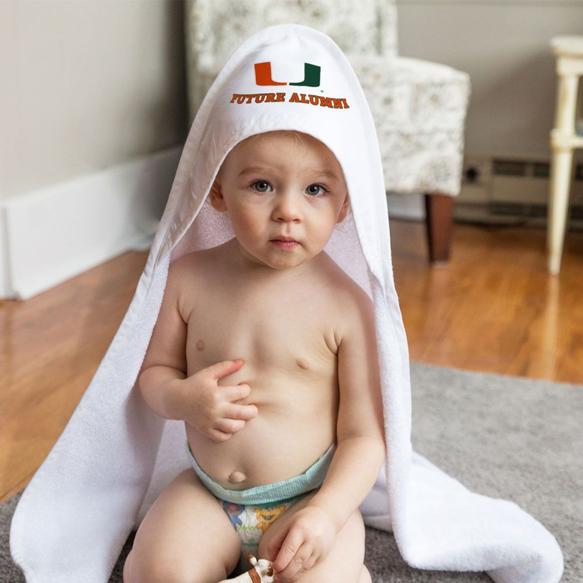 WinCraft University of Miami All Pro White Hooded Baby Towel