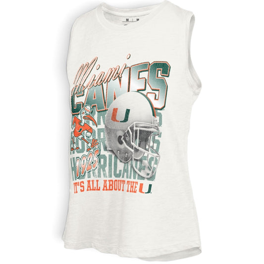 Pressbox Miami Hurricanes Women's White Miranda Game Time Slub Tank
