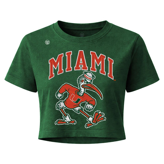 Dyme Lyfe Miami Hurricanes Women’s Green Miami Ibis Crop T-Shirt