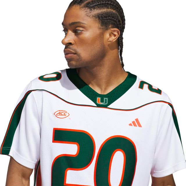 adidas Miami Hurricanes White 2001 Collection Premier #20 Ed Reed Jersey
