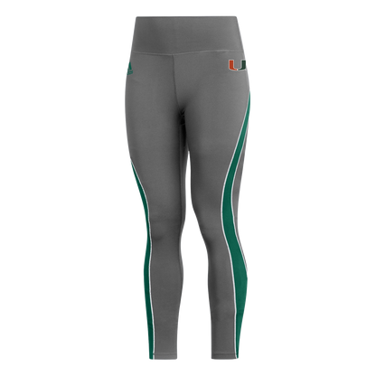adidas Women's Miami Hurricanes Grey Stadium 7/8 AeroReady Leggings