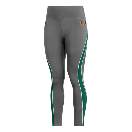 adidas Women's Miami Hurricanes Grey Stadium 7/8 AeroReady Leggings