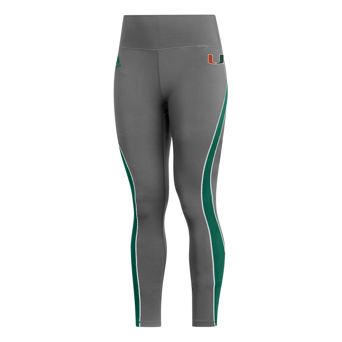 adidas Women&#39;s Miami Hurricanes Grey Stadium 7/8 AeroReady Leggings