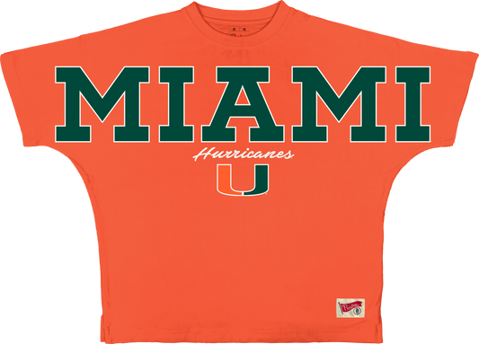 Pressbox Miami Hurricanes Women's Orange Flannigan Modesto Shirt