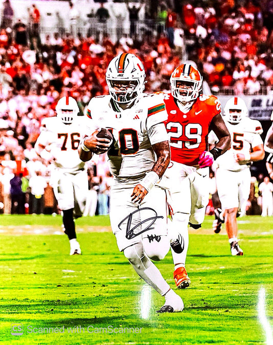 University of Miami Miami Hurricanes Student-Athlete #10 Darian Mensah 8" x 10" 2026 Clemson Game Autographed Photo