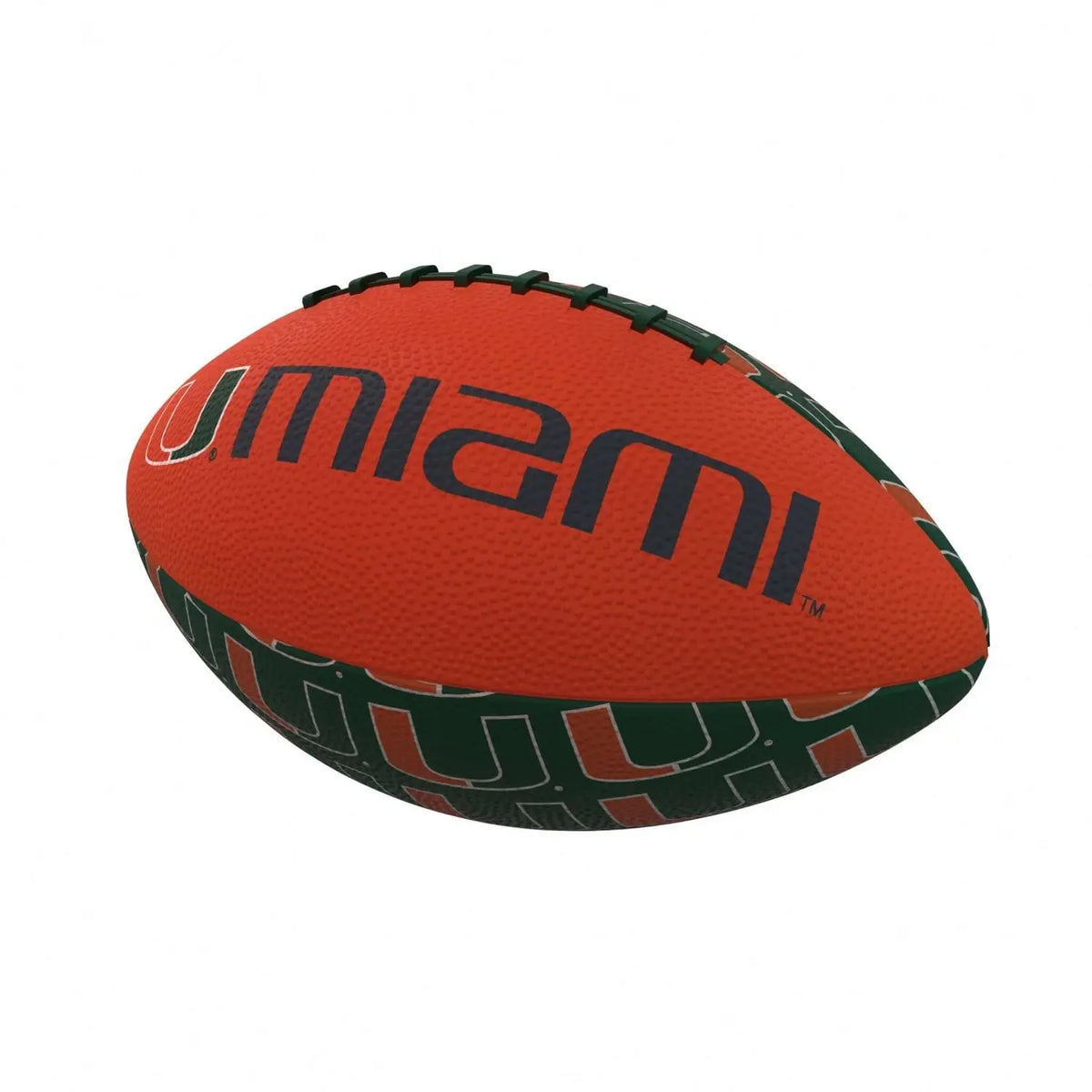 Logo Brands Miami Hurricanes Repeating U Logo Mini Size Rubber Orange Football