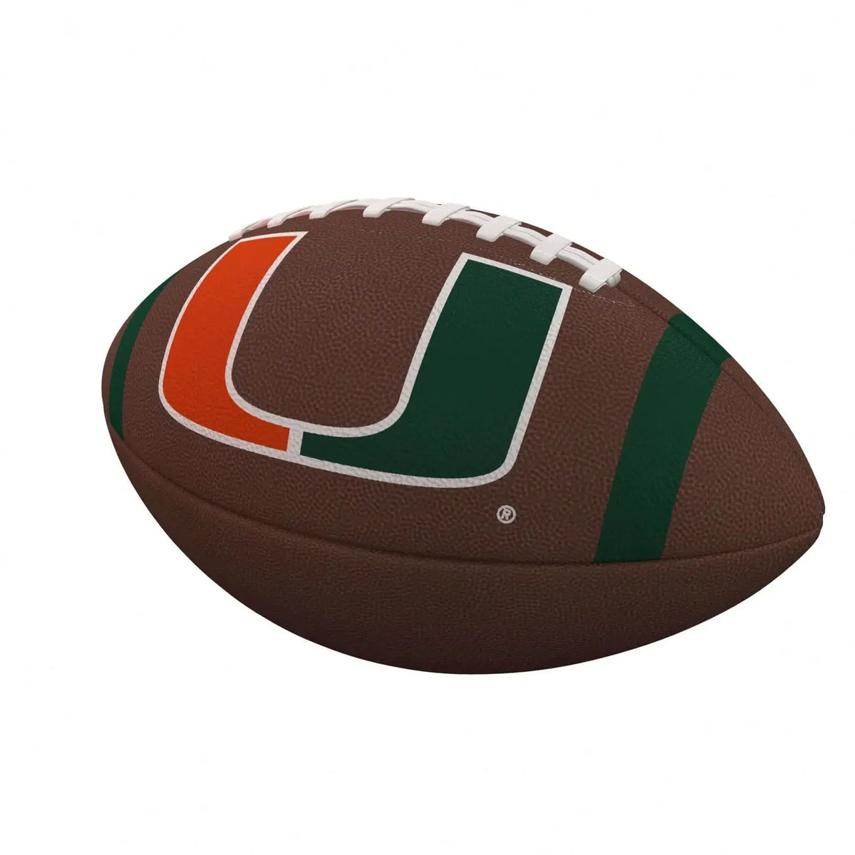 Logo Brand Miami Hurricanes Team Stripe Official-Size Composite Brown Football