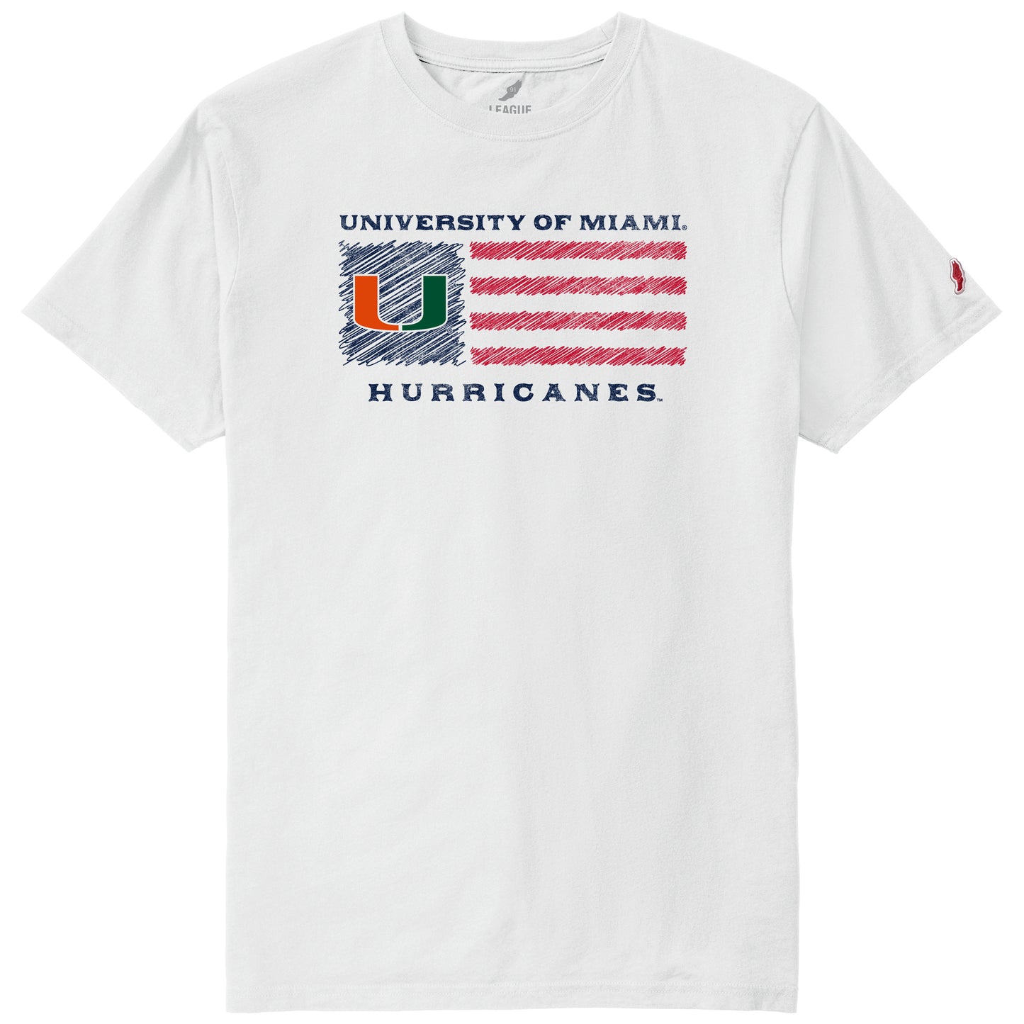 League Miami Hurricanes White American Flag T-Shirt
