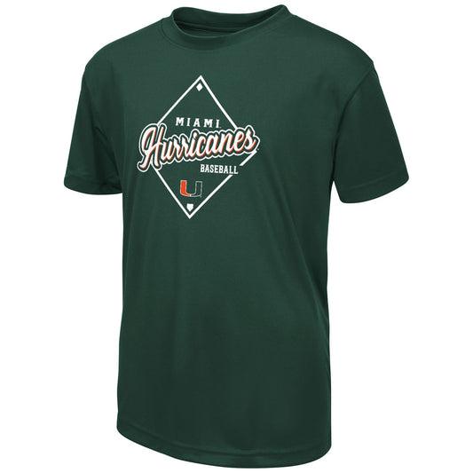 Colosseum Miami Hurricanes Youth Green Script Diamond Tee