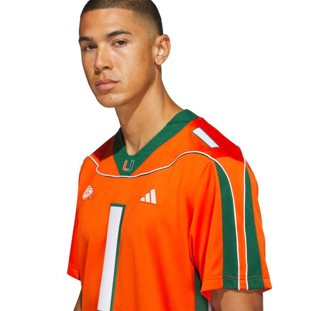 adidas Miami Hurricanes Orange 2001 Collection Premier #1 Jersey