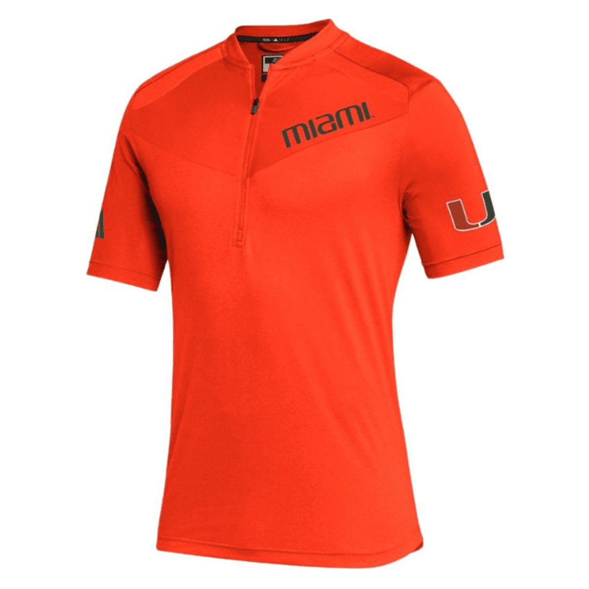 adidas University of Miami 1/2 Zip Orange Polo