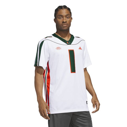 adidas Miami Hurricanes White 2001 Collection Premier #1 Jersey