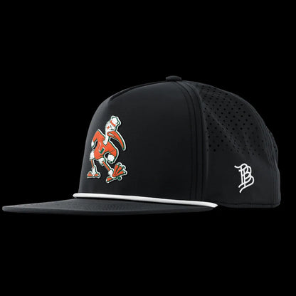 Branded Bills Miami Hurricanes Black Sebastian the Ibis Flat Rope Hat