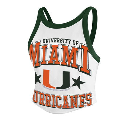 '47 Brand Miami Hurricanes Women's White Retro Star Cropped Tank Top