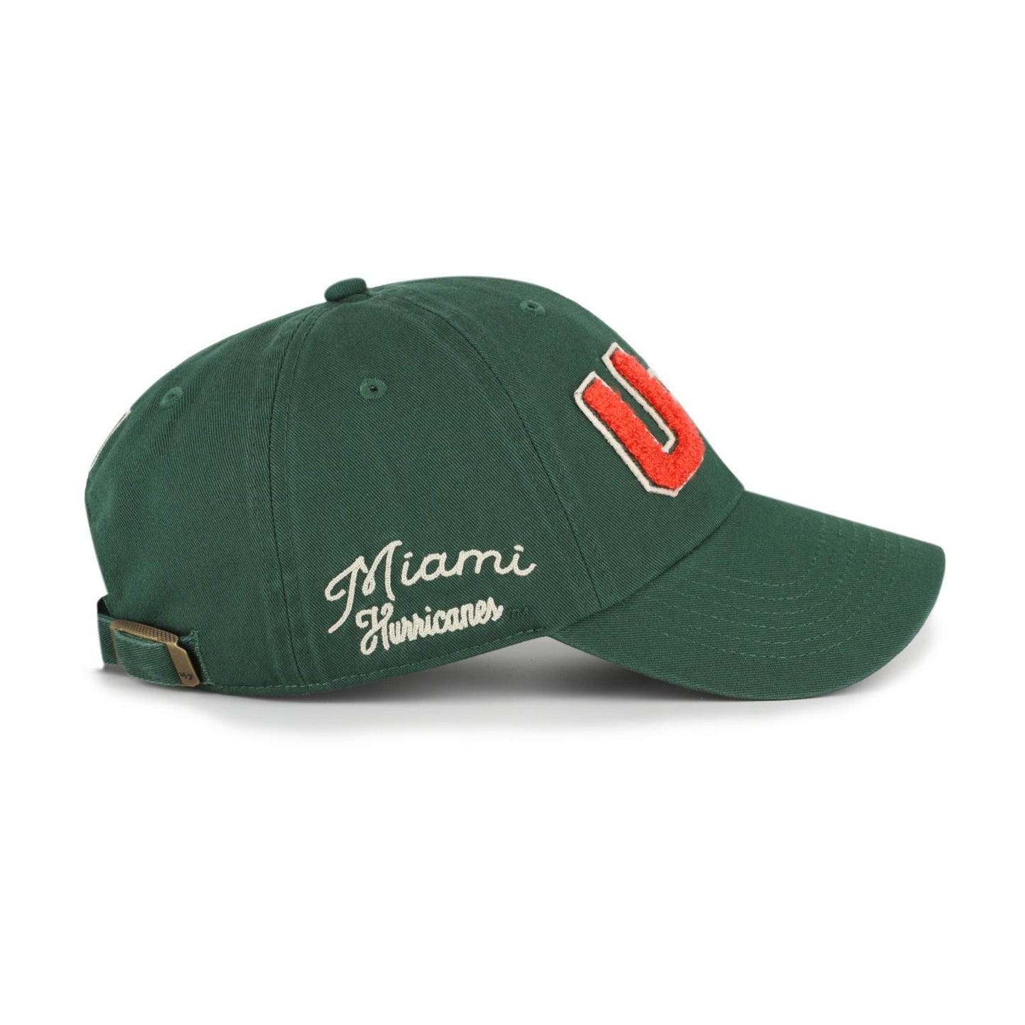 '47 Brand Miami Hurricanes Green Miami Legacy "U of M" Varsity Adjustable Clean Up Hat