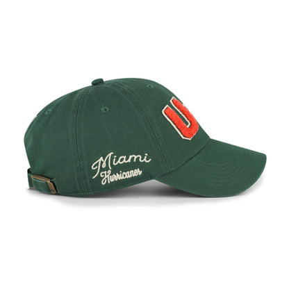 '47 Brand Miami Hurricanes Green Miami Legacy "U of M" Varsity Adjustable Clean Up Hat