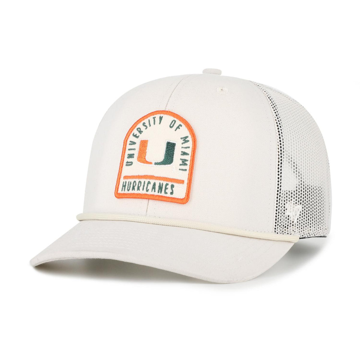 &#39;47 Brand Miami Hurricanes Cream Retro Patch Trucker Hat