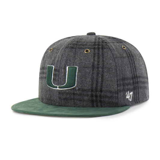 '47 Brand Miami Hurricanes Grey Plaid Wool Snapback