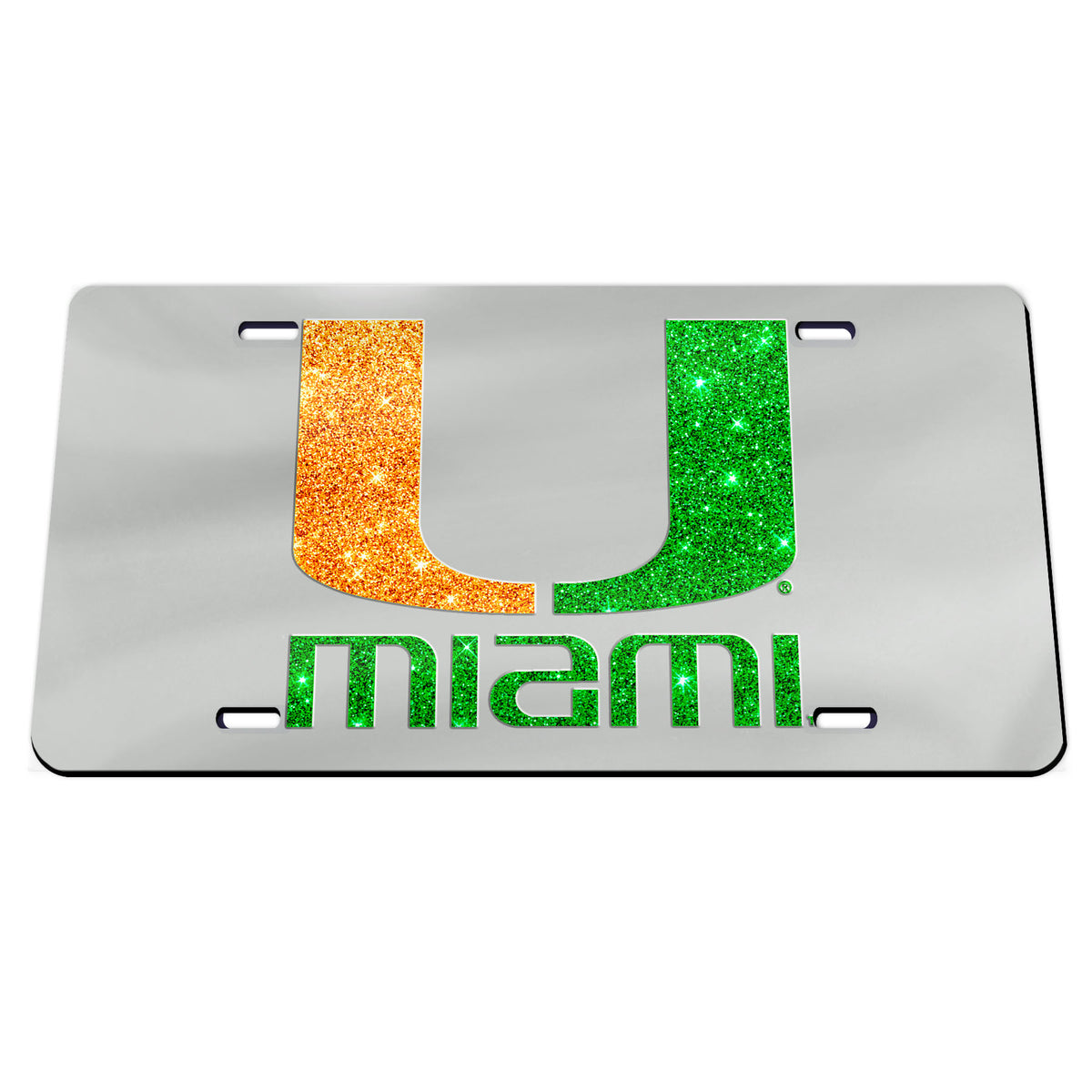 WinCraft University of Miami Glitter Silver License Plate