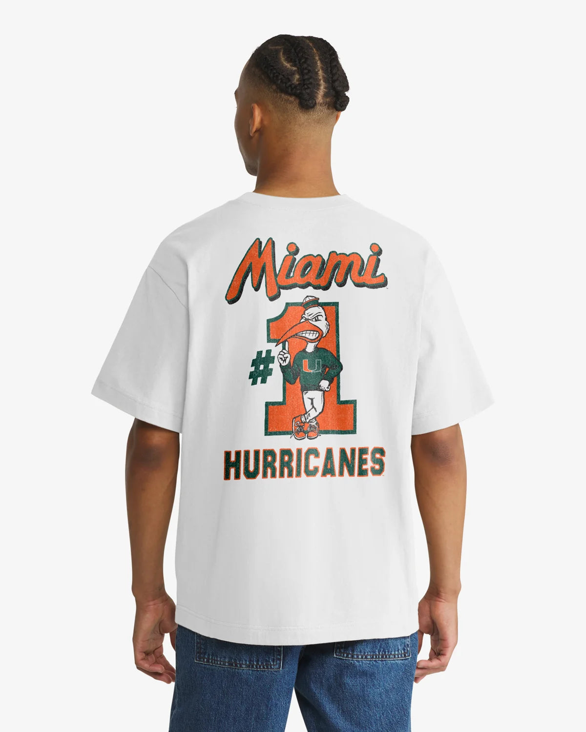 '47 Brand Miami Hurricanes White Mascot Backer T-Shirt