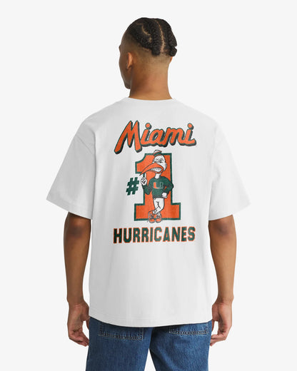 '47 Brand Miami Hurricanes White Mascot Backer T-Shirt