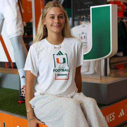 adidas Miami Hurricanes Women's White Pregame Warmup T-Shirt