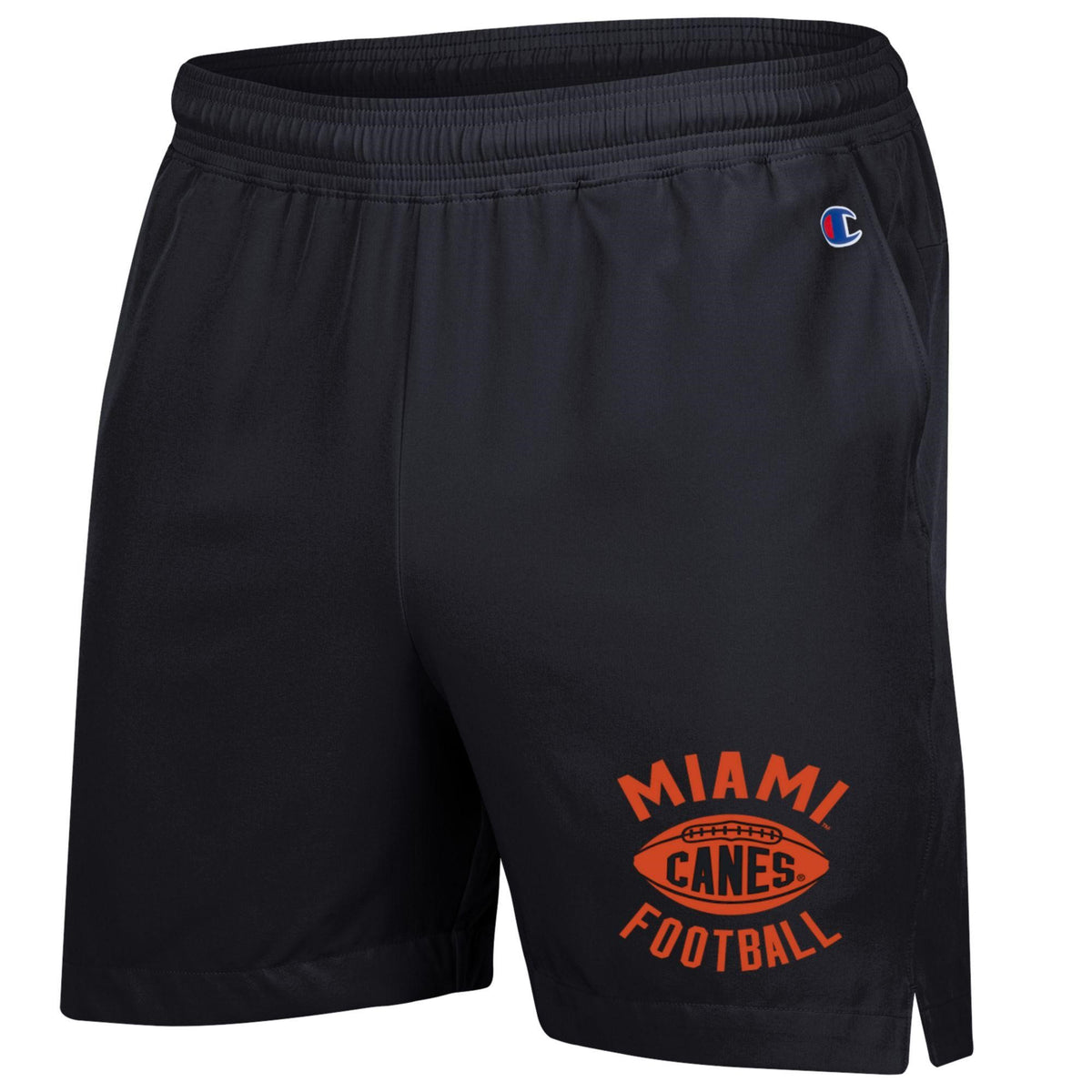 Champion Miami Hurricanes Football Black Woven Shorts