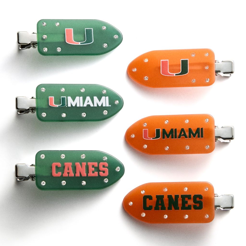 BaubleBar Miami Hurricanes Orange and Green Six-Piece Hair Clip Set
